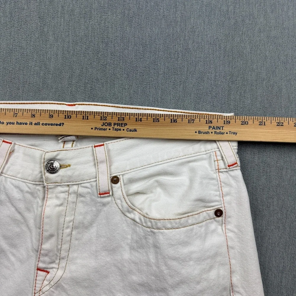 Vintage True Religion Jeans Men 38 Fit 38X33 White Straight Flap Pocket Made USA